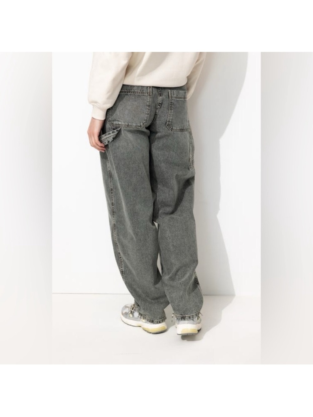 Nwt American Bazi Charcoal gray Carpenter Wide leg Denim Pants